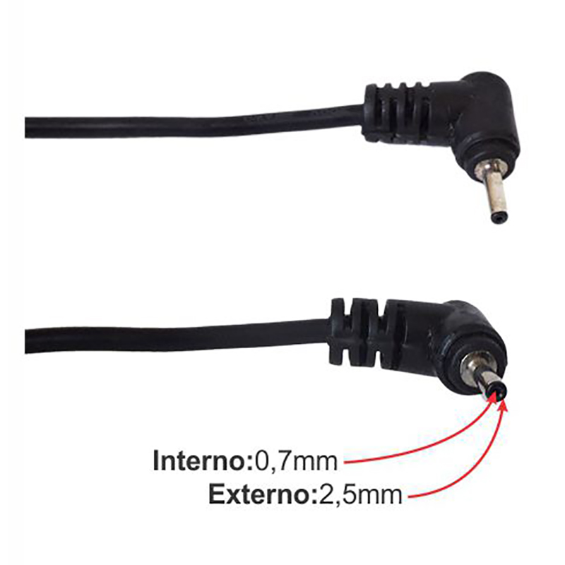 Cabo de Reposição Para Netbook/Notebook Asus - Plug 2,5x0,7 - 90º - Ref. 1796