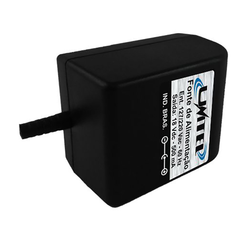 Fonte de Alimentação - 18Vdc - 500mA - Plug 5,5x2,1 (+) - Bivolt - Ref. 243