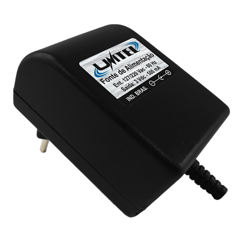 Fonte de Alimentação - 3Vdc - 500mA - Plug 5,5x2,1 (-) - Bivolt - Ref. 182