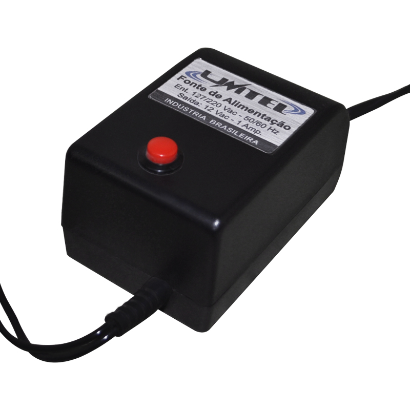 Fonte Fechadura Elétrica C/ Acionador - 12Vac - 1A - Mesa - Bivolt - Ref. 101