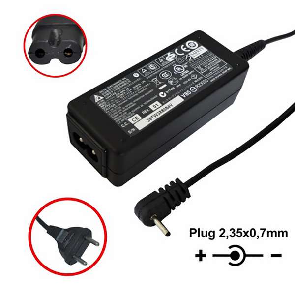 Fonte Netbook/Ultrabook Asus - 19Vdc - 2,1A - Plug 2,35x0,7 (+) - Bivolt - Ref. 1684