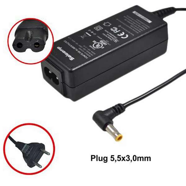 Fonte Netbook/Ultrabook Samsung - 19Vdc - 2,1A - Plug 5,0x3,0 (+) - Bivolt - Ref. 1381