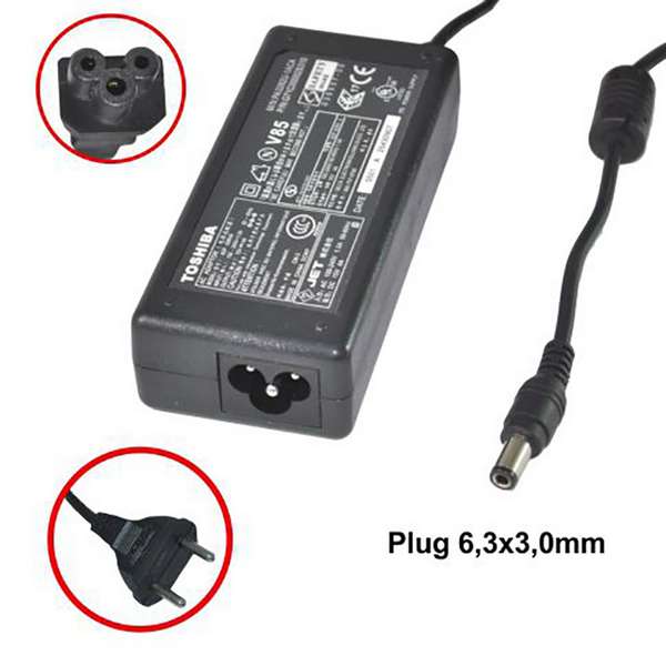 Fonte Notebook Toshiba - 15Vdc - 4A - Plug 6,3x3,0 (+) - Bivolt - Ref. 1353