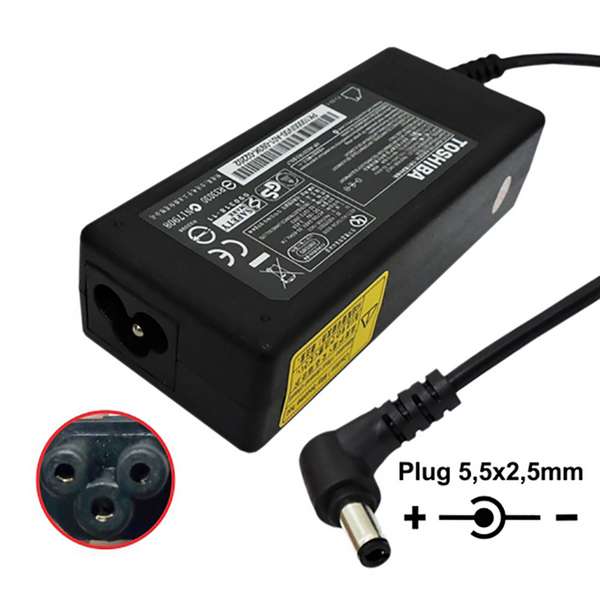 Fonte Notebook Toshiba - 19Vdc - 3,42A - Plug 5,5x2,5 (+) - Bivolt - Ref. 483