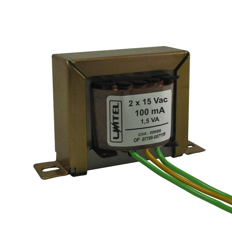 Transformador - 15 + 15Vac - 100mA - Bivolt - Ref. 690